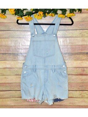 Old Navy Short Overalls Coveralls Girls Size XL 14  Jean Denim Light Wash Summer